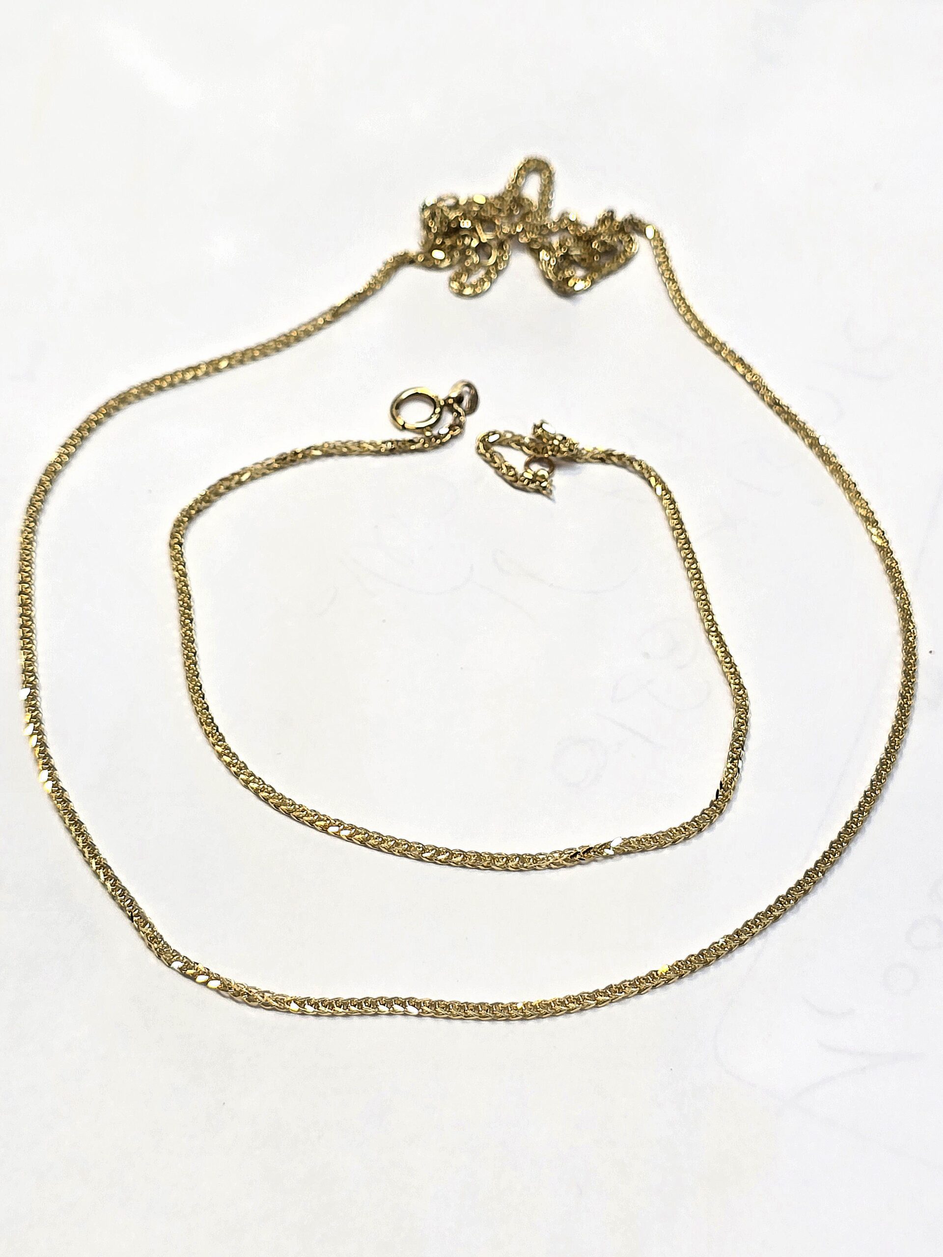 סט זהב 14 קראט עדין ספיגה שרשרת וצמיד stbh700