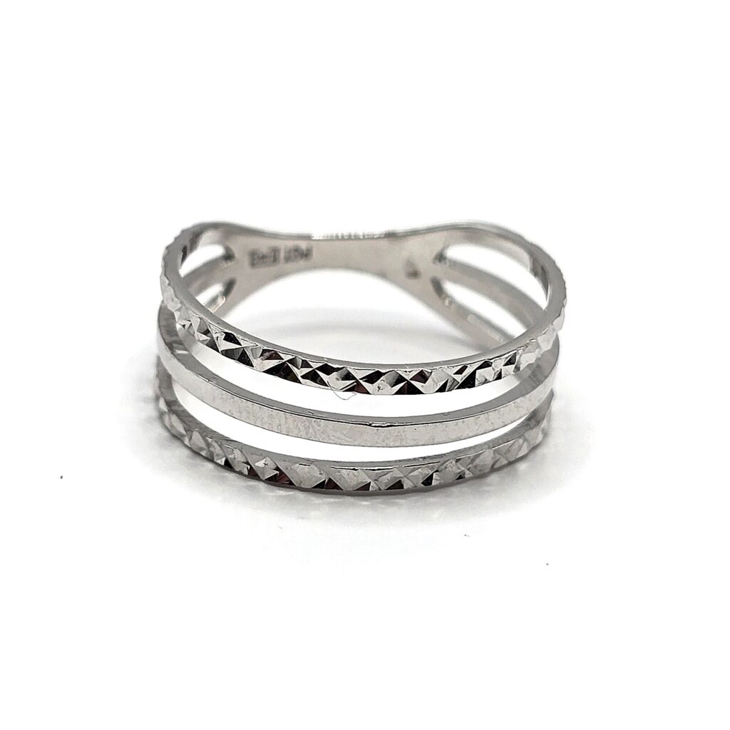 טבעת זהב לבן 14 קראט חריטות לייזר קולקציה חדשה SHIRM15