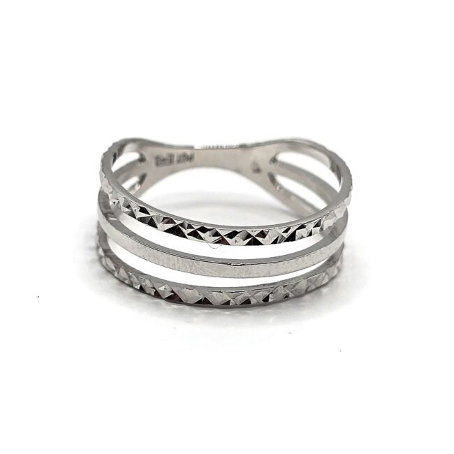 טבעת זהב לבן 14 קראט חריטות לייזר קולקציה חדשה SHIRM15