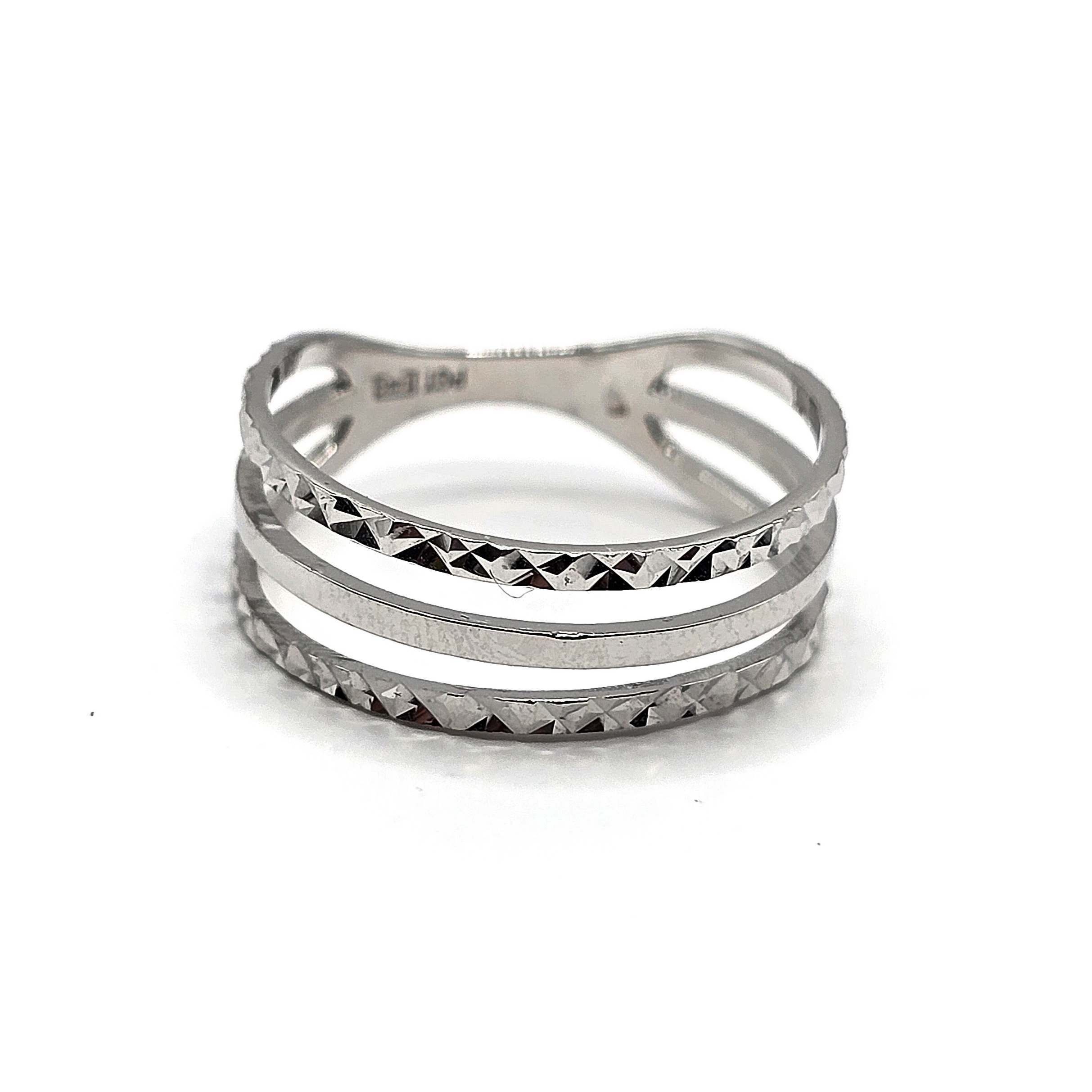 טבעת זהב לבן 14 קראט חריטות לייזר קולקציה חדשה SHIRM15