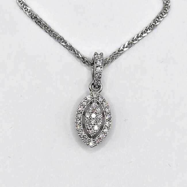 שרשרת זהב לבן 14 קראט משובצת יהלומים טבעיים קולקציה חדשה SHIRM19