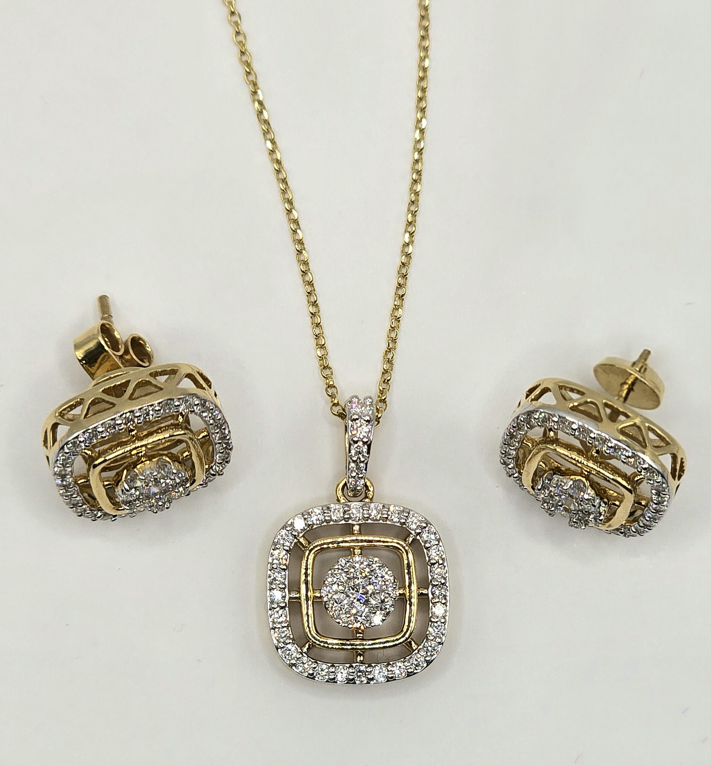 סט שרשרת ועגילים יהלומים זהב 14 קראט קולקציה חדשה SHIRM18