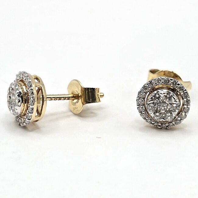 עגילי זהב 14 קראט משובצים יהלומים טבעיים קולקציה חדשה