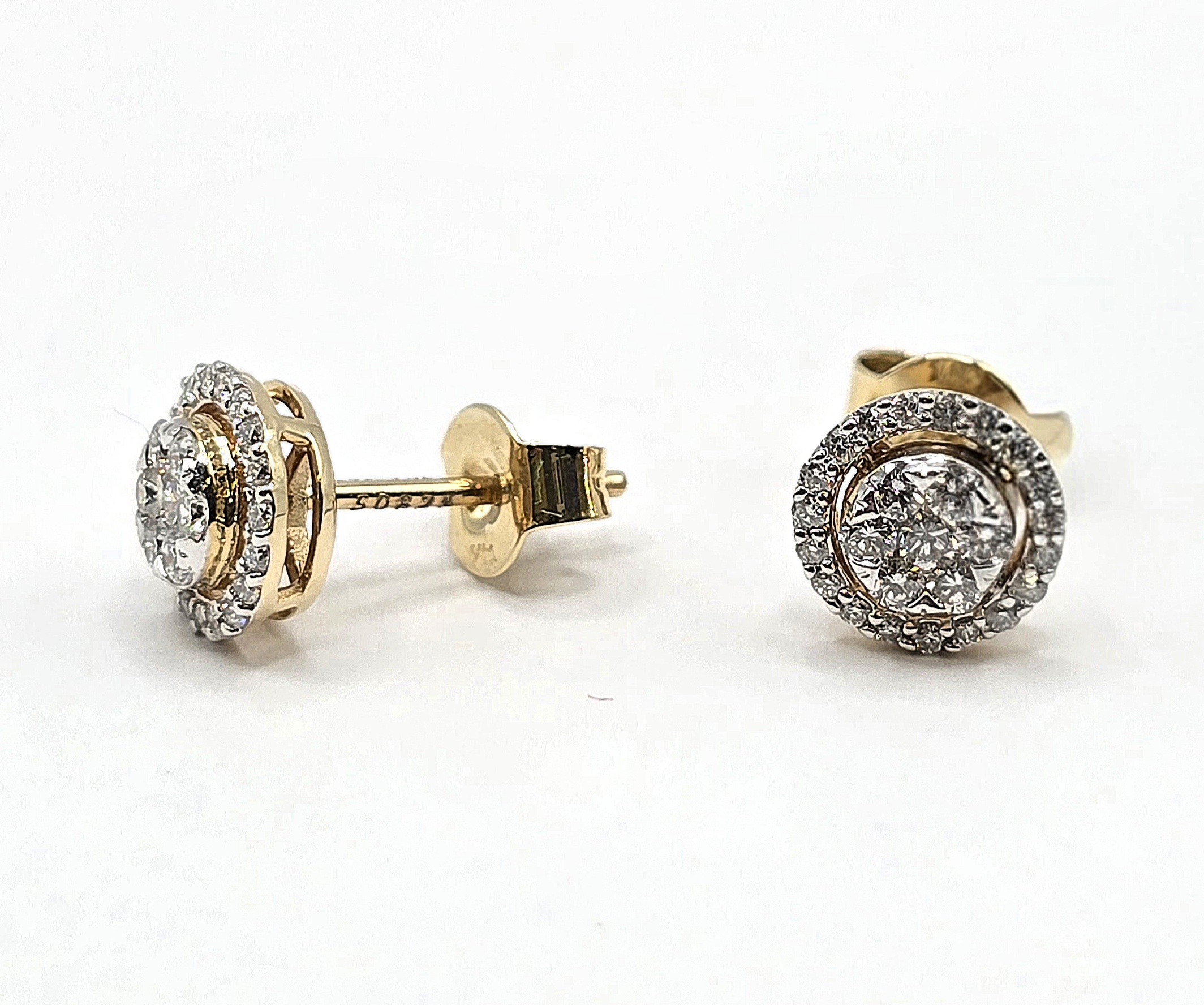 עגילי זהב 14 קראט משובצים יהלומים טבעיים קולקציה חדשה SHIRM23