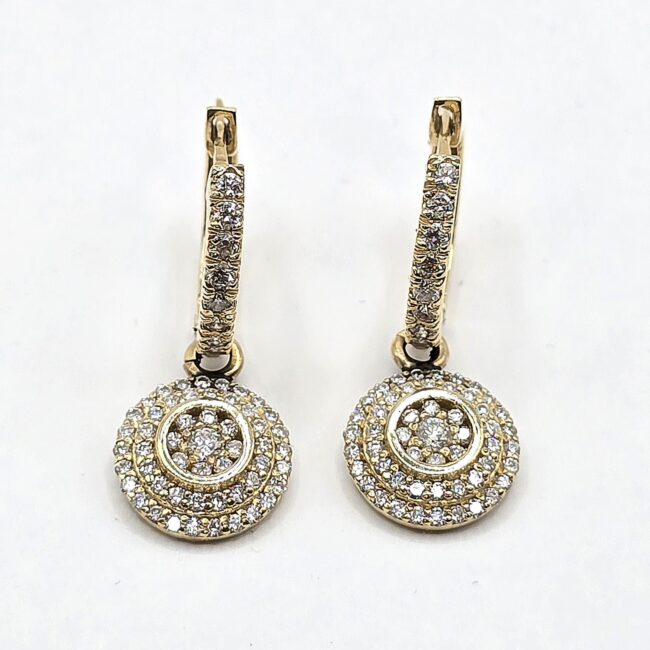 עגילי יהלום טבעי מעוגל זהב צהוב 14 קראט SDFG123