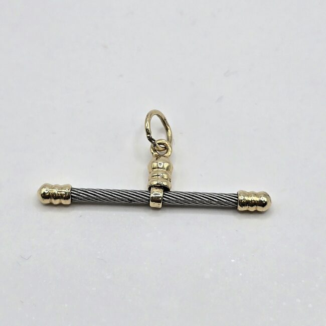 תליון זהב 14 קראט משולב פס פלדה קולקציה חדשה ומיוחדת NBI90