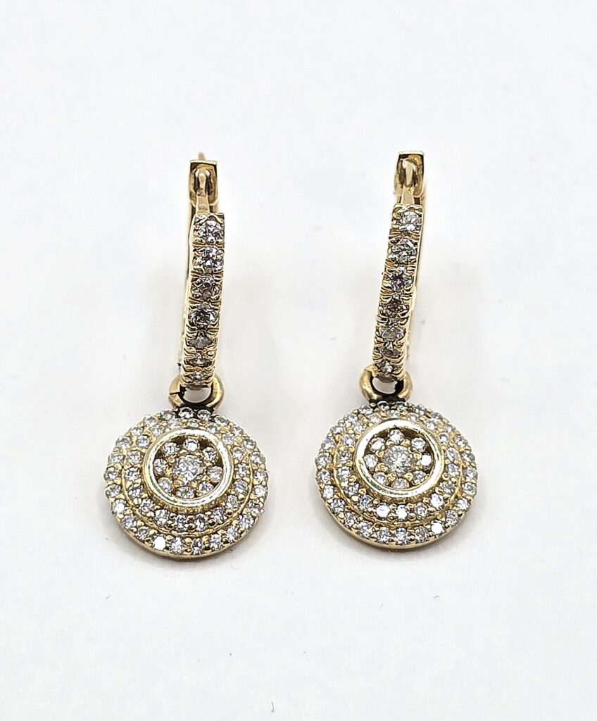 עגילי זהב 14 קראט משובצים 0.5 קראט קולקציה חדשה PPZ21