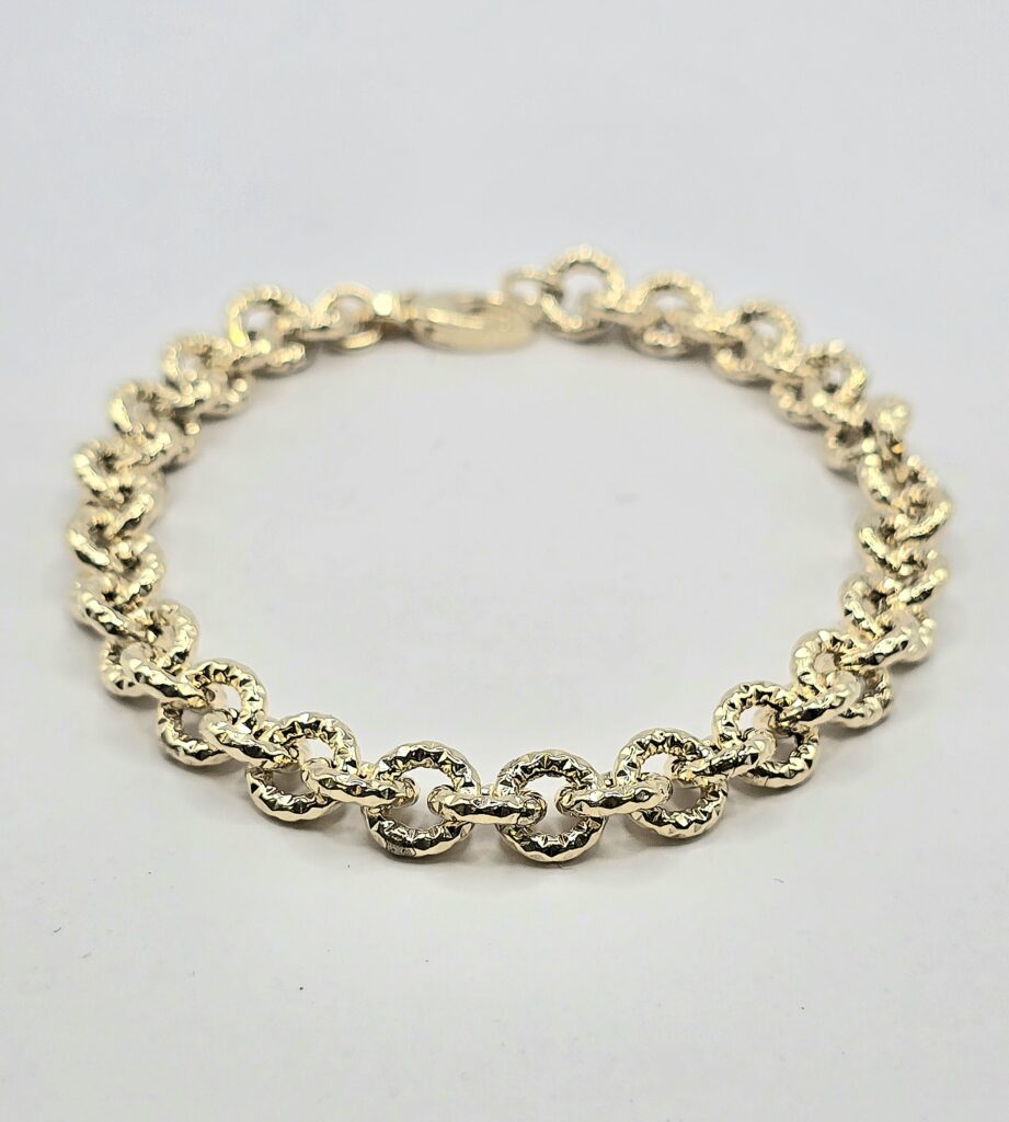 צמיד זהב 14 קראט חוליות חריטות איטלקי קולקציה חדשה gbbh203