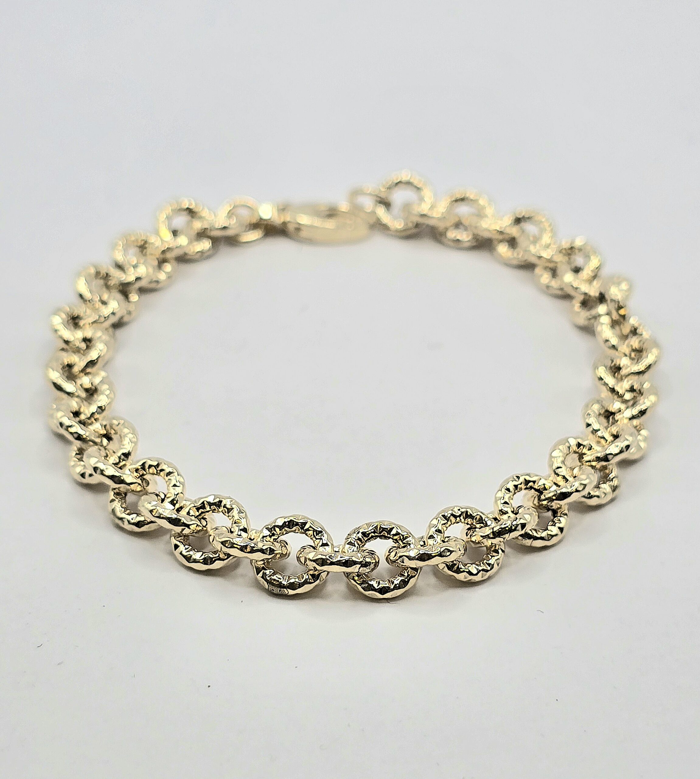 צמיד זהב 14 קראט חוליות חריטות איטלקי קולקציה חדשה gbbh203