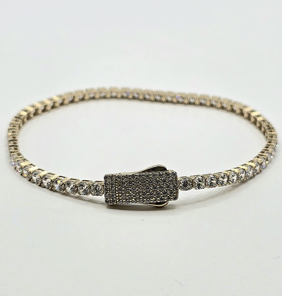 צמיד זהב 14 קראט טניס משובץ זירקונים קולקציה חדשה gbbh210