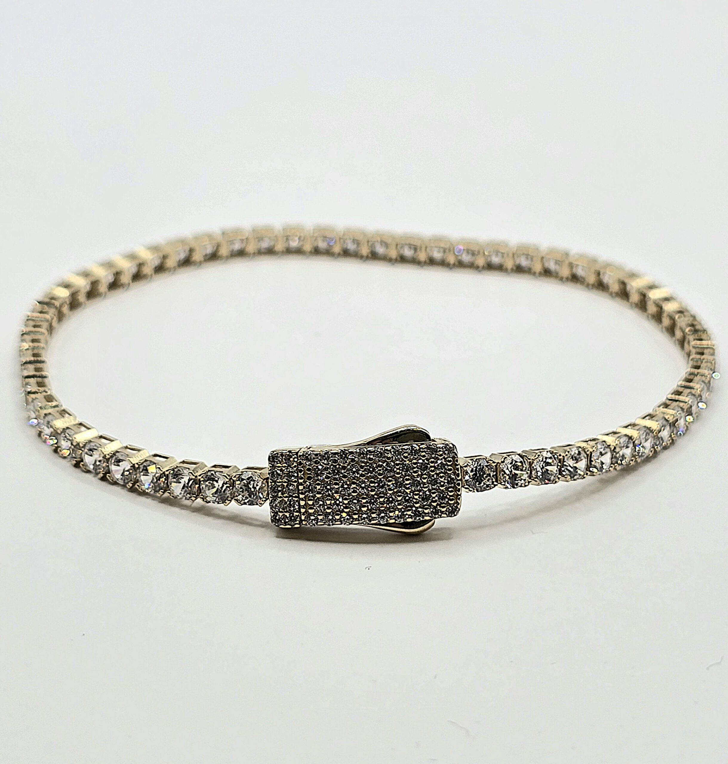 צמיד זהב 14 קראט טניס משובץ זירקונים קולקציה חדשה gbbh210