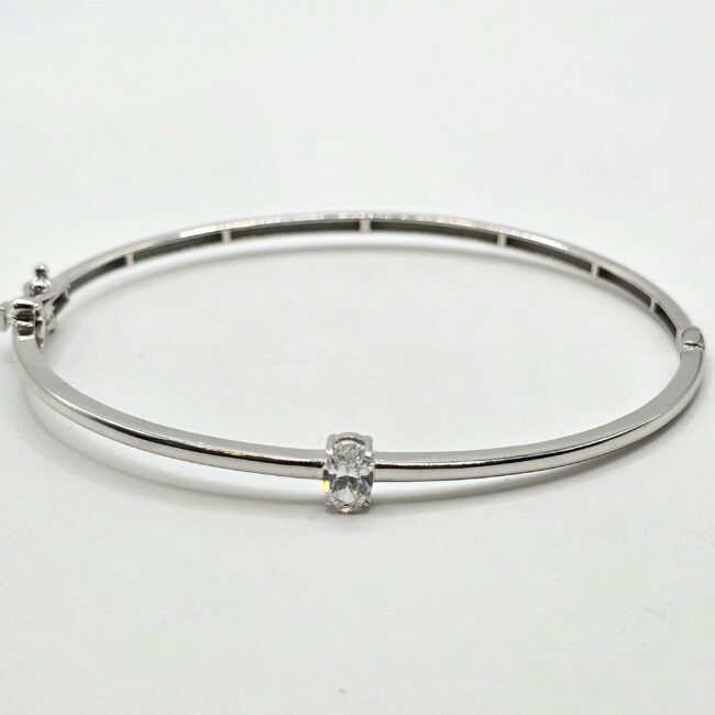 צמיד זהב לבן 14 קראט יהלום מעבדה אובאלי קולקציה חדשה drlab1001