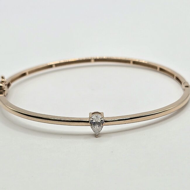 צמיד זהב רוז גולד 14 קראט יהלום מעבדה טיפה drlab2000