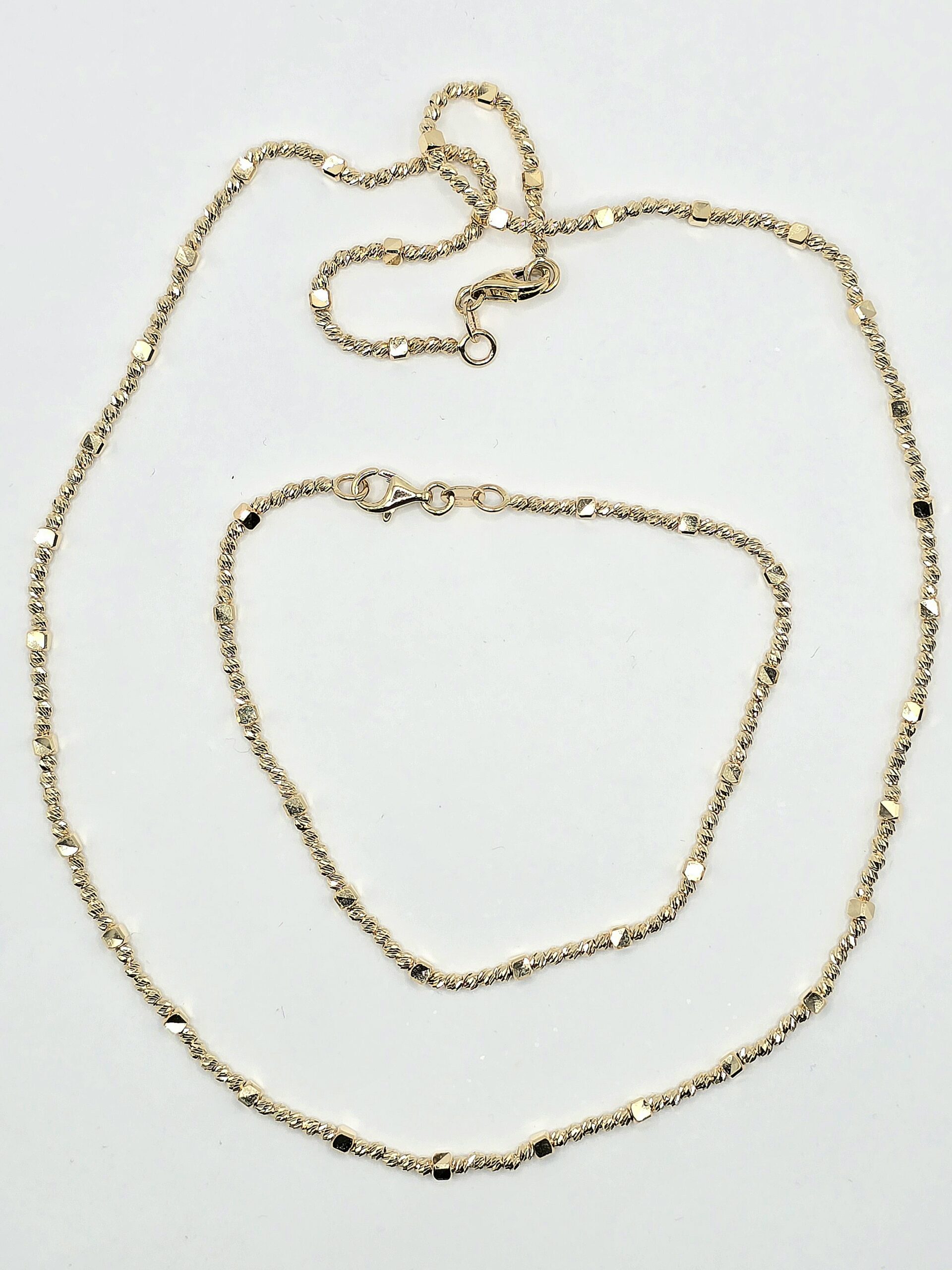 סט שרשרת וצמיד כדורים חריטות לייזר זהב 14 קראט קולקציה חדשה RCM13