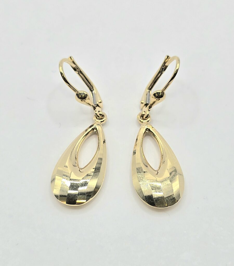 עגילי אליפסה זהב 14 קראט קולקציה חדשה RCM1