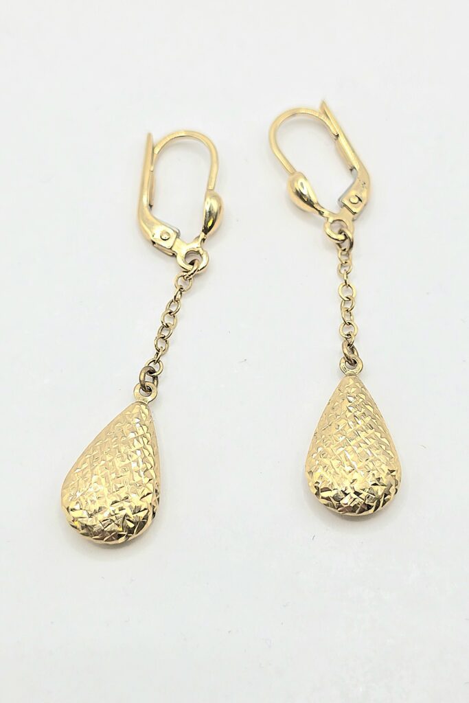 עגילי זהב 14 קראט תלויים קולקציה חדשה gebh107