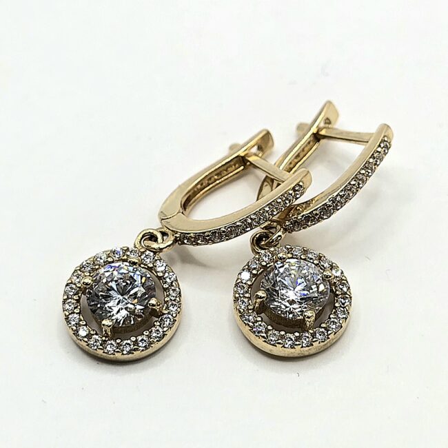 עגילי זהב 14 קראט משובצים זרקונים קולקציה חדשה PPZ8