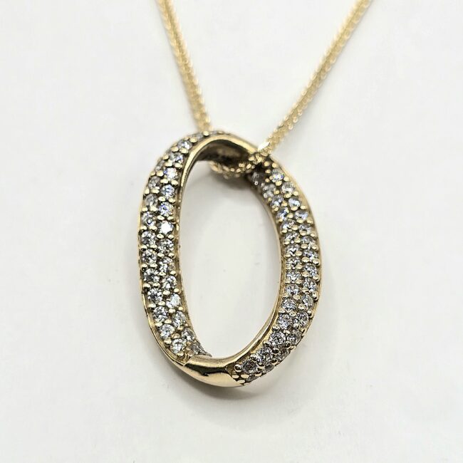 שרשרת+תליון זהב 14 קראט משובץ זרקונים קולקציה חדשה PPZ5