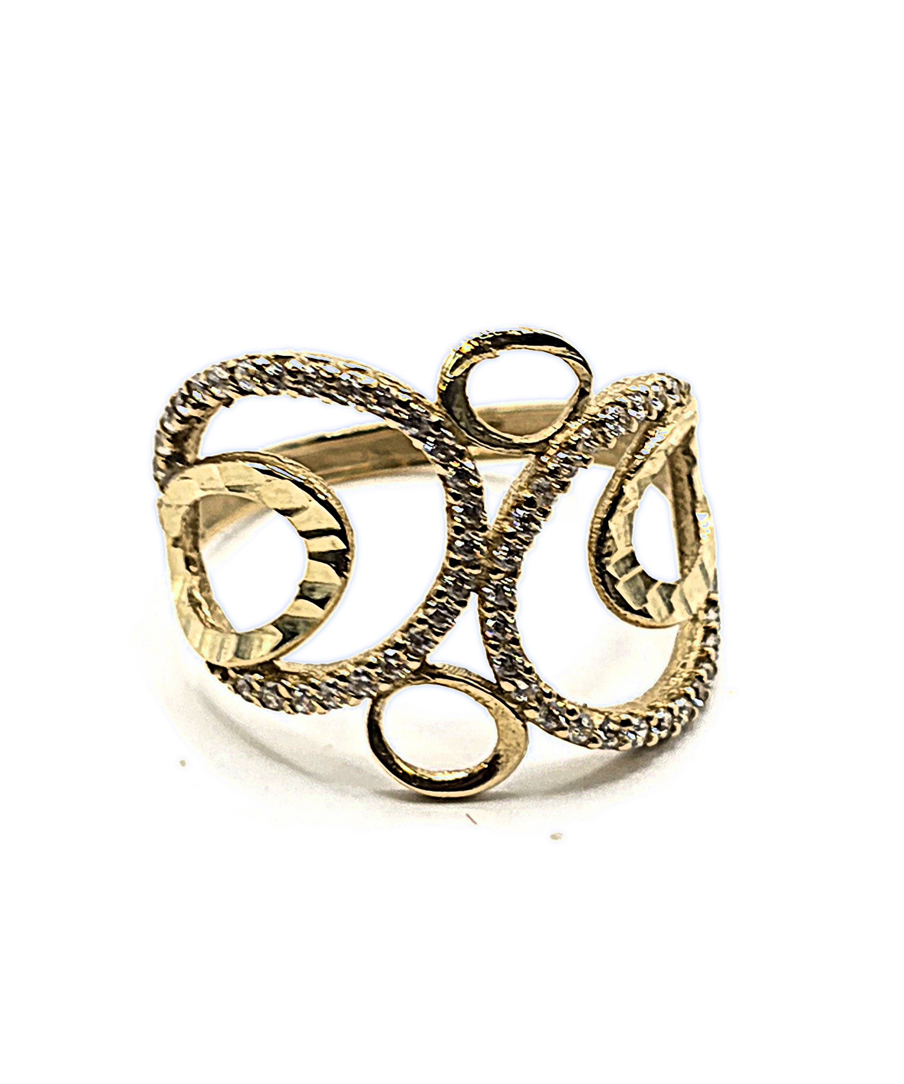 טבעת זהב 14 קראט משובצת זרקונים קולקציה חדשה LOVE100