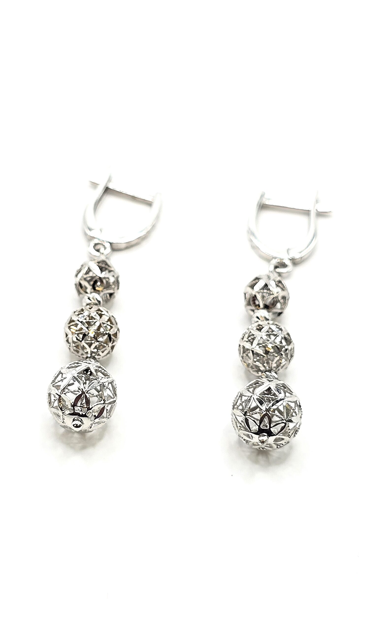 עגילי כדורים  זהב לבן קולקציה חדשה TEz4