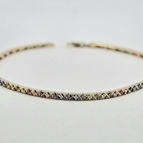 צמיד זהב 14 קראט לבן אדום צהוב חריטות קולקציה חדשה gbbh201